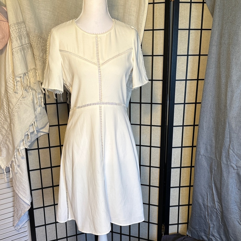 The Kooples Cream Ladder Stitch Crepe Dress